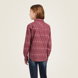 Ariat Girls Long Sleeve Alma Snap Shirt Magenta