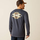 Man wearing Ariat Saltillo Lockup T-Shirt from the back, showcasing the unique graphic design.