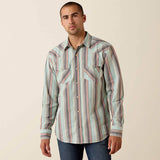 Ariat Men's Retro Hesperus Fitted Long Sleeve Snap Shirt Aquifer Plaid