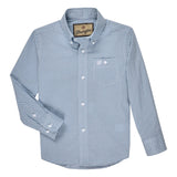 Wrangler Boy's Classic Western Long Sleeve Button Shirt in Blue and White Cross Pattern