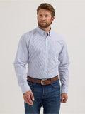 Wrangler Men's Cody Johnson One Pocket Button Down Shirt Classic Blue Stripe Shirt