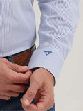 Wrangler Men's Cody Johnson One Pocket Button Down Shirt Classic Blue Stripe Shirt