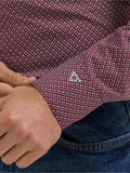 Wrangler Men's Cody Johnson One Pocket Button Down Shirt Burgundy Diamond