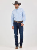 Wrangler Men's Cody Johnson One Pocket Button Down Shirt Blue Square #112357680