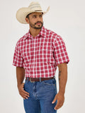 Men's Wrangler Wrinkle Resist Short Sleeve Western Snap Plaid Shirt - 112365854