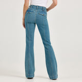 Wrangler Retro® Bailey Trouser Jean in Brooklyn color, high rise style, featured from the back view.