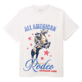 Wrangler Retro® Women's Graphic T-Shirt in Bright White featuring rodeo artwork and retro stars.