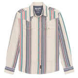 Wrangler Retro® Premium Long Sleeve Snap Shirt - Tan Multi Stripe - Modern Fit