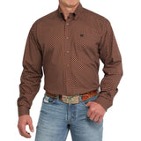 Cinch Men's Brown Print Western Button Down Shirt - MTW1105835