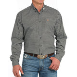 Cinch Men's Black Long Sleeve Geo print shirt featuring a classic design and comfortable fit.