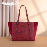 Wrangler Vintage Floral Printed Large Tote Bag - Burgundy