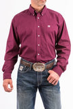 Cinch Mens solid Burgundy Button Down Western Shirt