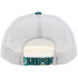 Back view of Hooey "Doc" Hat in teal/white Aztec design with a rectangle patch and snapback closure.