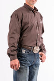 CINCH MENS SOLID BROWN BUTTON-DOWN WESTERN SHIRT #MTW1104236