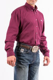 Cinch Mens solid Burgundy Button Down Western Shirt