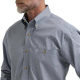 Wrangler Mens George Strait Collection One Pocket Shirt in blue, featuring button-down collar and relaxed fit design.