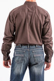 CINCH MENS SOLID BROWN BUTTON-DOWN WESTERN SHIRT #MTW1104236