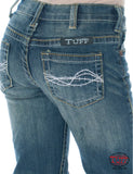COWGIRL TUFF - Kid's Don't Fence Me In Jeans featuring medium wash denim and unique stitching details.