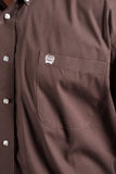 CINCH MENS SOLID BROWN BUTTON-DOWN WESTERN SHIRT #MTW1104236