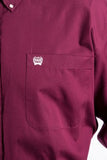 Cinch Mens solid Burgundy Button Down Western Shirt