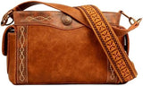 Nocona Women's Ivy Copper Concho Concealed Carry Satchel in Tan with decorative strap and detailed stitching.