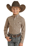 Panhandle Boys' Brown Print Button Down Shirt