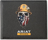 ARIAT Mens Work Bifold Wallet Born 4 This USA Graphic Black