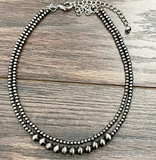 Handmade Navajo-Style 2-Strand Western Bead Necklace - 16" to 21"