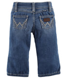 Back view of Wrangler Baby Girl's Alexis Bootcut Jeans showcasing denim and decorative stitching.