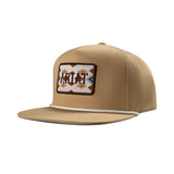Ariat Mens Cap Snap Back with Southwestern Patch and Tan Front Panel, accented by White Brim Rope