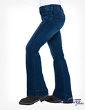 Cowgirl Tuff Just Tuff Girl's Trouser in medium wash denim, mid rise, stylish stretch jeans for all seasons.