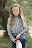 Cruel Girls Turquoise print snap shirt