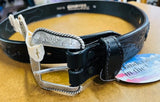 Gingerich Concho Belt 1.5 Oak Leaf Western Black Belt