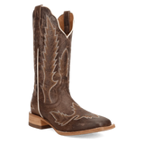 Dan Post Denita women's leather western boot with square toe and intricate stitching detail.