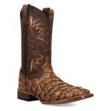 Dan Post Marc Pirarucu Men's tan/brown boots with intricate woven leather detail and classic western design DP5270.