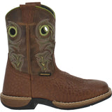 Dan Post Youth Storms Eye JR Western Boot featuring waterproof leather and decorative stitching design.