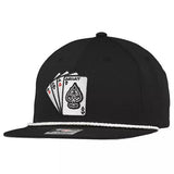 Ariat Men's Black Aces Logo Patch Cap featuring cards design and a stylish rope brim.