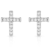 Quiet Faith, Tiny Crystal Cross Earrings
