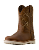 Ariat Youth Activate Round Toe Western Boot in brown with intricate stitching and classic western design.
