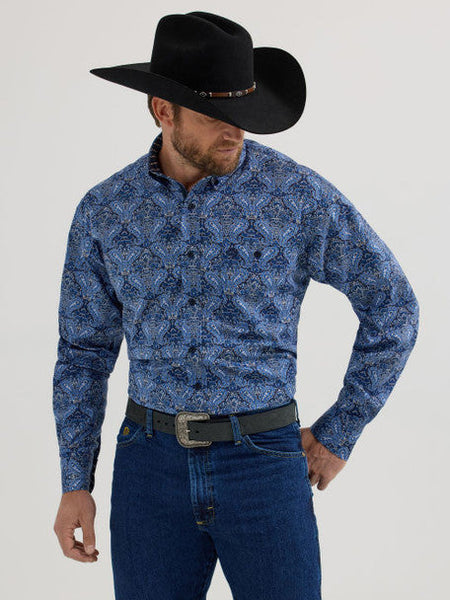 Wrangler Men's Classic Fit Blue Paisley Shirt