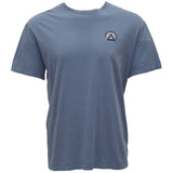 Hooey Music Denim Blue T-shirt with Navy & Tan Logo, short sleeve, made of 100% cotton.