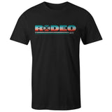 Hooey Rodeo Black T-shirt with Serape design featuring bold lettering and colors.