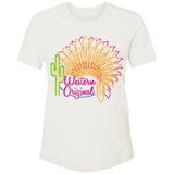 Hooey Western Original Cream T-shirt featuring multi color logo with cactus and feather design.
