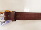 Gingerich Heavy Duty Celtic Design Knotwork Style leather belt with unique engraving and rustic appearance.