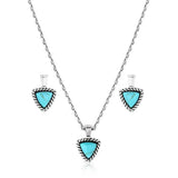 Montana Silversmiths Braided Journey Turquoise Jewelry Set featuring a necklace and earrings with triangle-shaped turquoise.