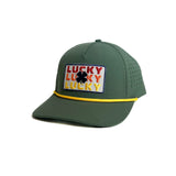 Lucky Chuck Gulf Green Trio Patch Performance Hat with Rope - Vented Golf Cap