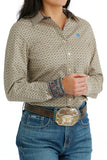 CINCH Women's Button Down Cream Print