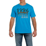 Cinch Men's Logo Graphic Blue T Shirt featuring 1996 design, perfect for casual wear and stylish comfort.