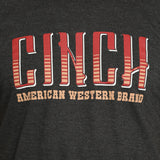 Cinch Men's Graphic Logo Short Sleeve Charcoal T-Shirt displaying CINCH American Western Brand design.