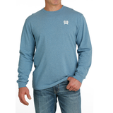 Cinch men's blue logo graphic long sleeve tee showcasing classic western style.